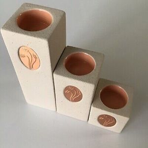 Partylite Medallion Tealight Trio Beige 3 pieces